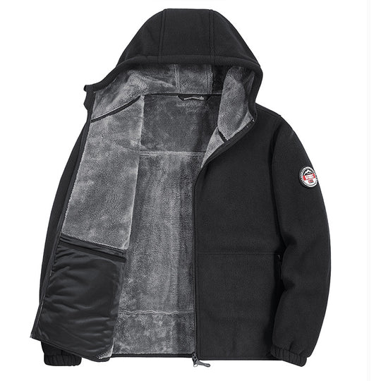 Herren Fleecejacke mit Kapuze und Teddy-Innenfutter Shop Nory