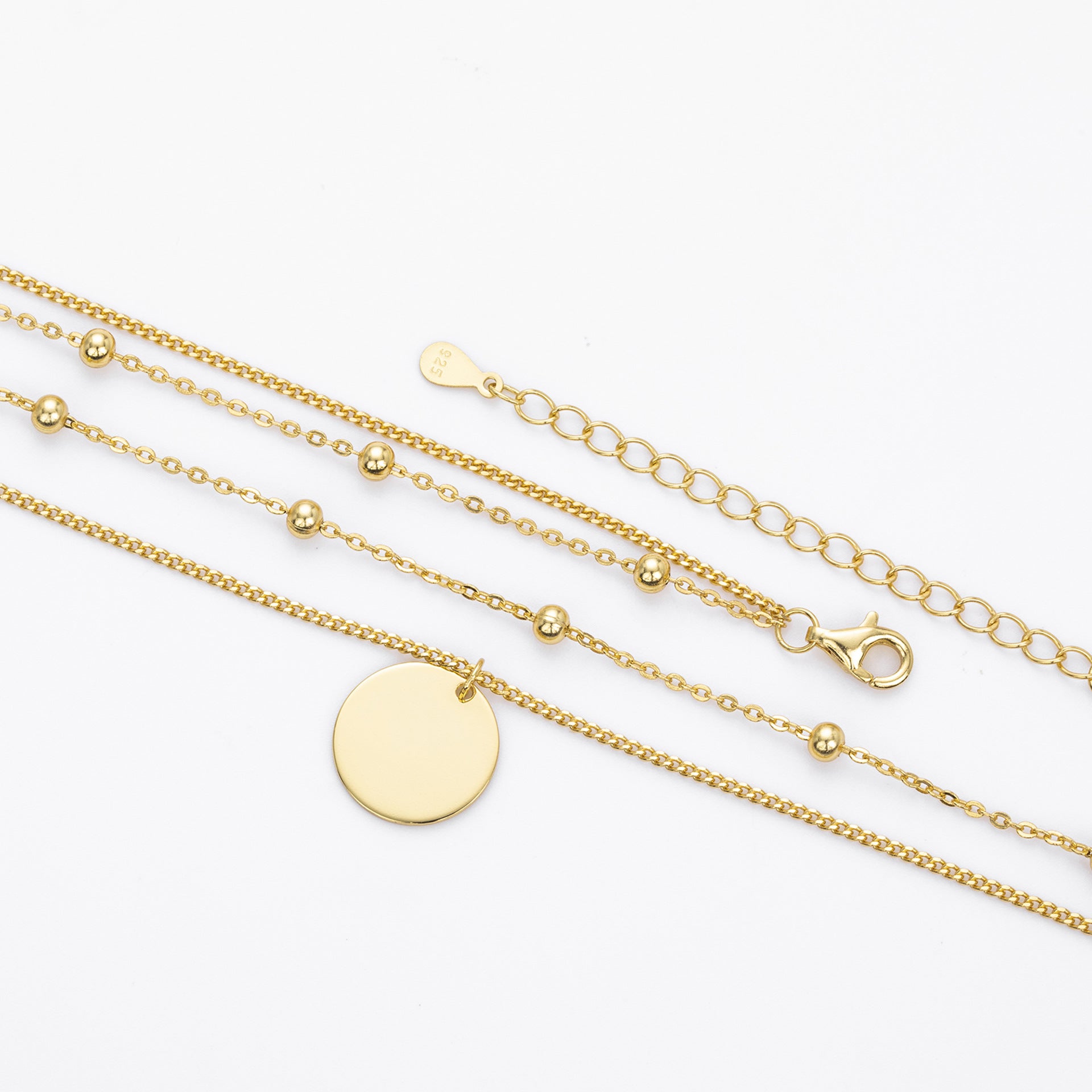 Damen Halskette mit doppellagigem Design aus hochwertigem 925 Sterling Silber und minimalistischen Anhängern Shop Nory