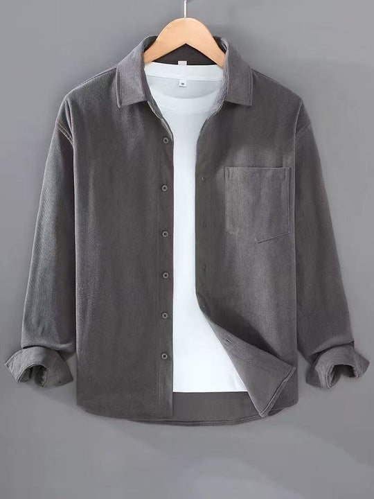 Herren Leichte Feincord-Hemdjacke mit Brusttasche und Kentkragen Shop Nory