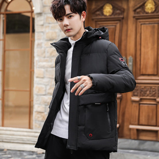 Herren wattierter Parka mit Kapuze, hohem Stehkragen und Utility‑Taschen Shop Nory