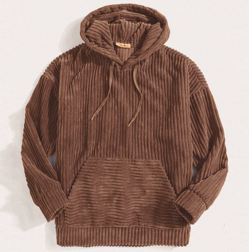 Unisex nan gerippter Samt-Hoodie mit Kapuze und Kängurutasche Shop Nory