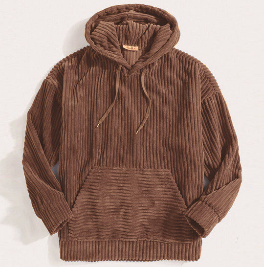 Unisex nan gerippter Samt-Hoodie mit Kapuze und Kängurutasche Shop Nory