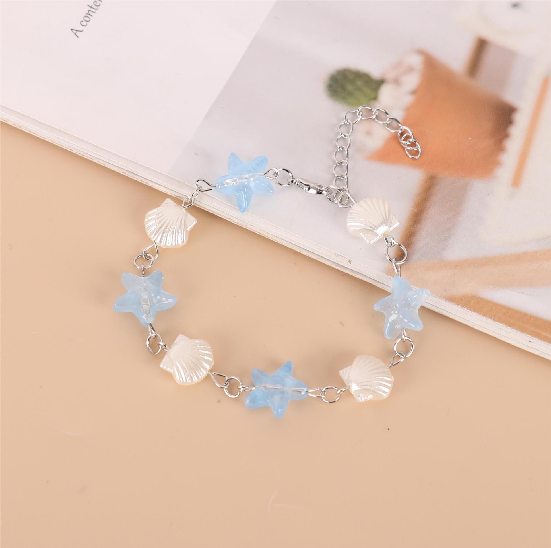 Zierliches Armband-Set mit Kristall-Kreis und Onyx-Imitat
