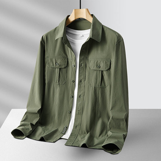 Herren Leichtes Utility-Overshirt aus Baumwollmix mit Brustklappen und entspannter Passform Shop Nory