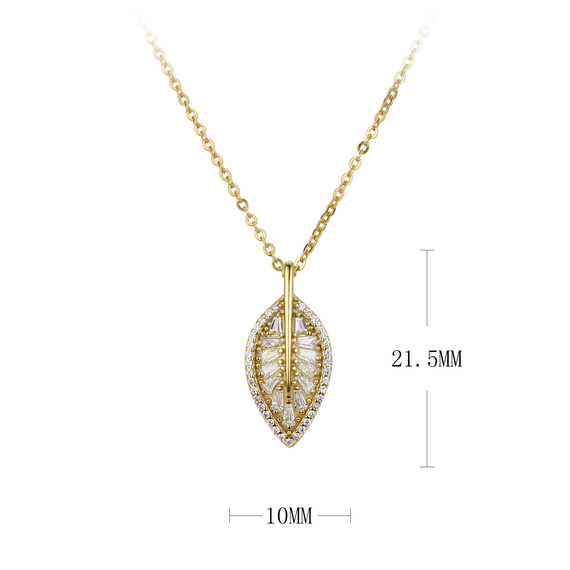 Damen Halskette mit elegantem Blattanhänger und funkelndem Zirkonbesatz Shop Nory