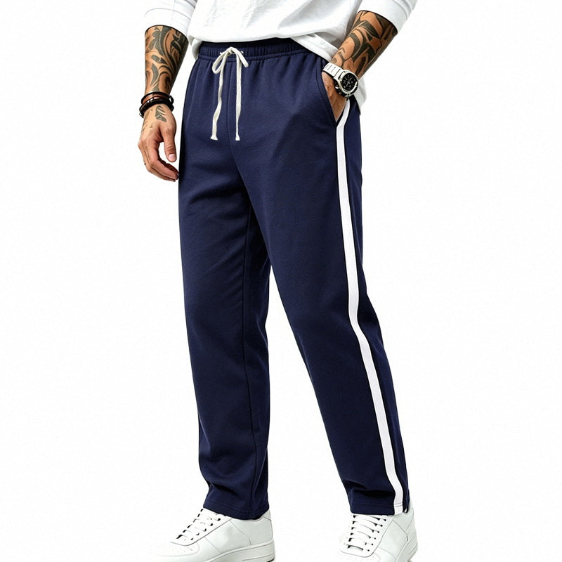 Herren Athletische Trackpants mit geradem Bein, seitlichem Kontrastband und elastischem Tunnelzug Shop Nory