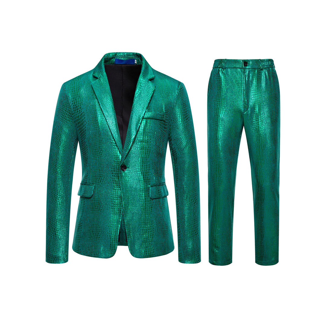 Herren Zweiteiliges Glamour-Anzugset mit metallischem Kroko-Effekt und schmaler Silhouette Shop Nory