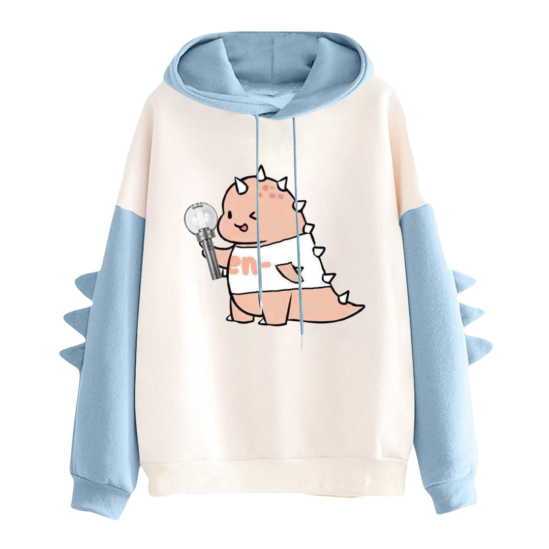 Damen nan Kapuzenpullover mit niedlichem Frosch-Motiv, Kängurutasche und volumigen Ärmelapplikationen Shop Nory