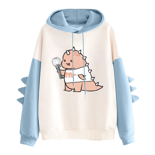 Damen nan Kapuzenpullover mit niedlichem Frosch-Motiv, Kängurutasche und volumigen Ärmelapplikationen Shop Nory