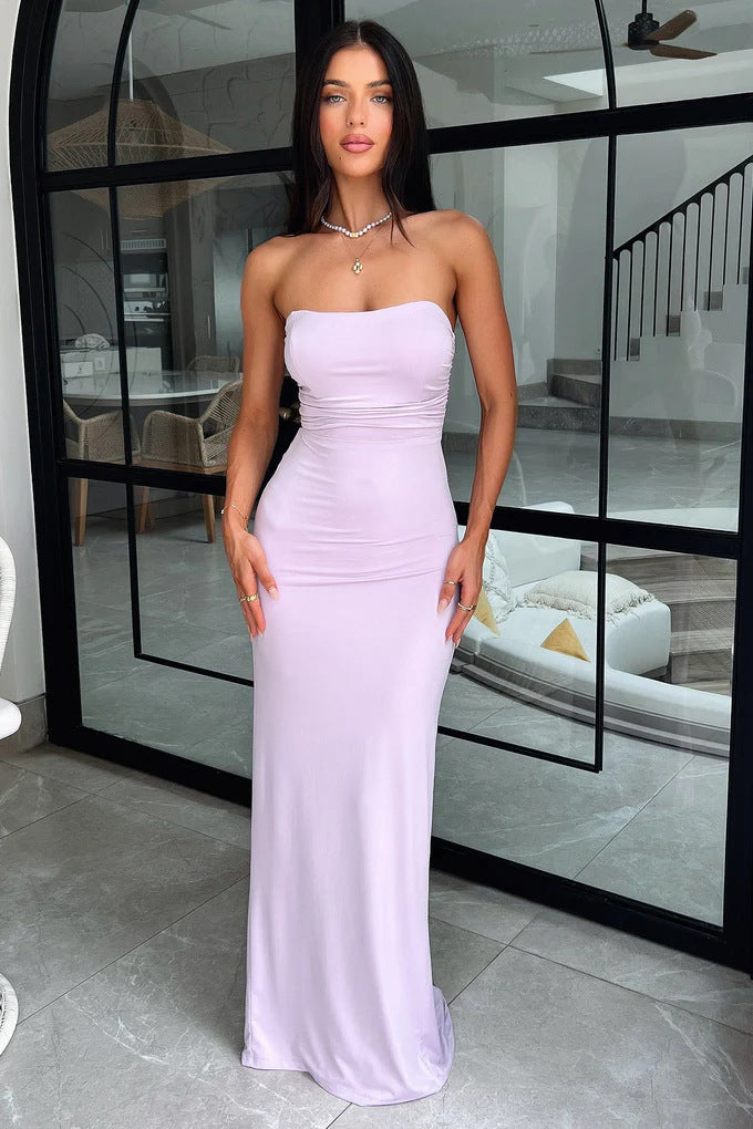 Damen Elegantes Maxikleid mit schulterfreiem Design und figurbetontem Schnitt