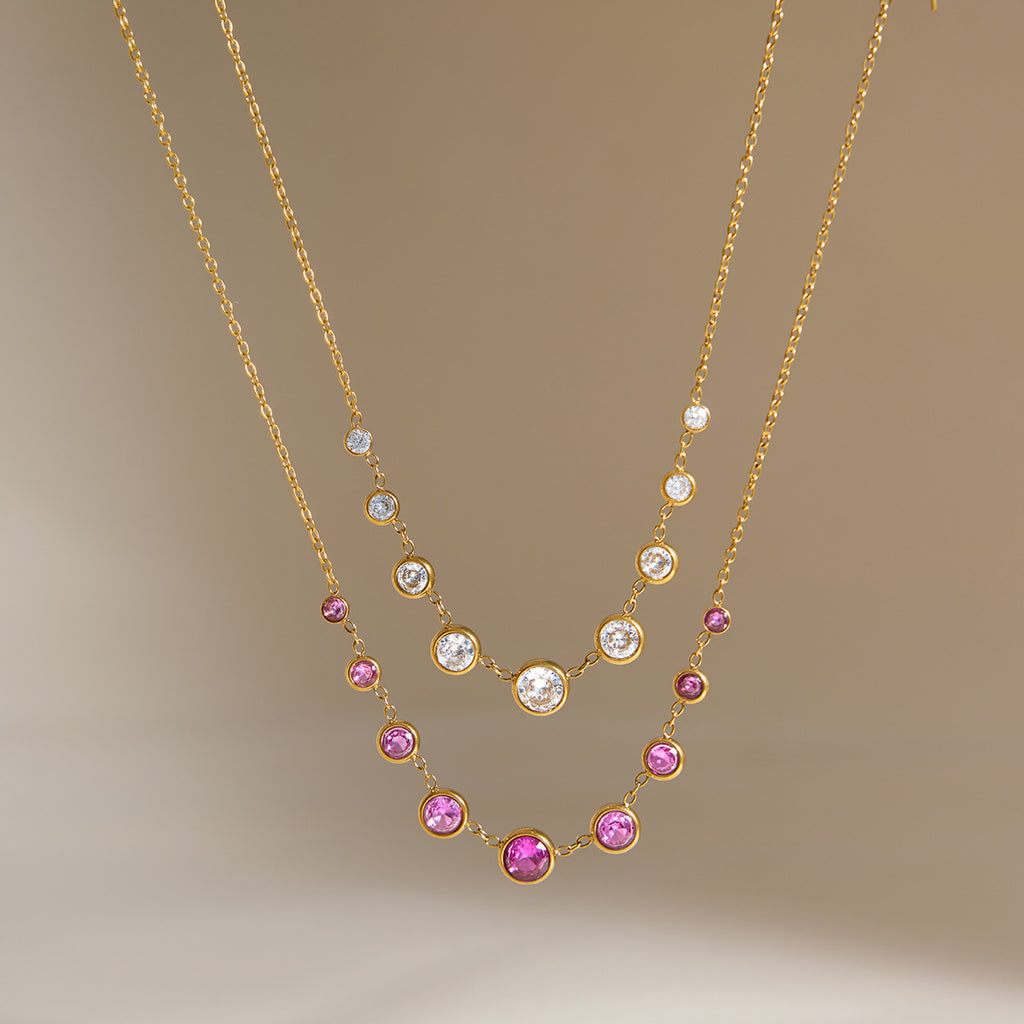 Damen Halskette mit funkelnden Zirkonia und hypoallergenem Edelstahl Shop Nory