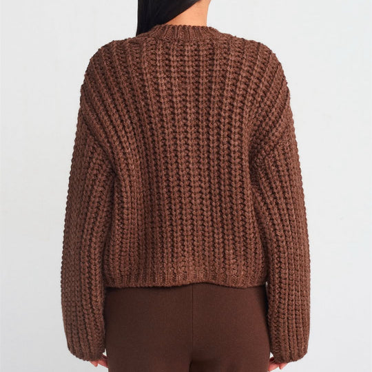 Damen Grobstrick-Pullover mit Taschen und Oversize-Silhouette Shop Nory