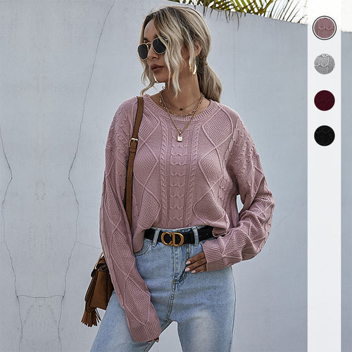 Damen Oversize Zopfstrickpullover mit Ajourdetails Shop Nory