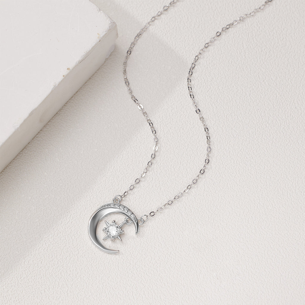 Damen Halskette mit kunstvollem Mond- und Sternenanhänger Shop Nory
