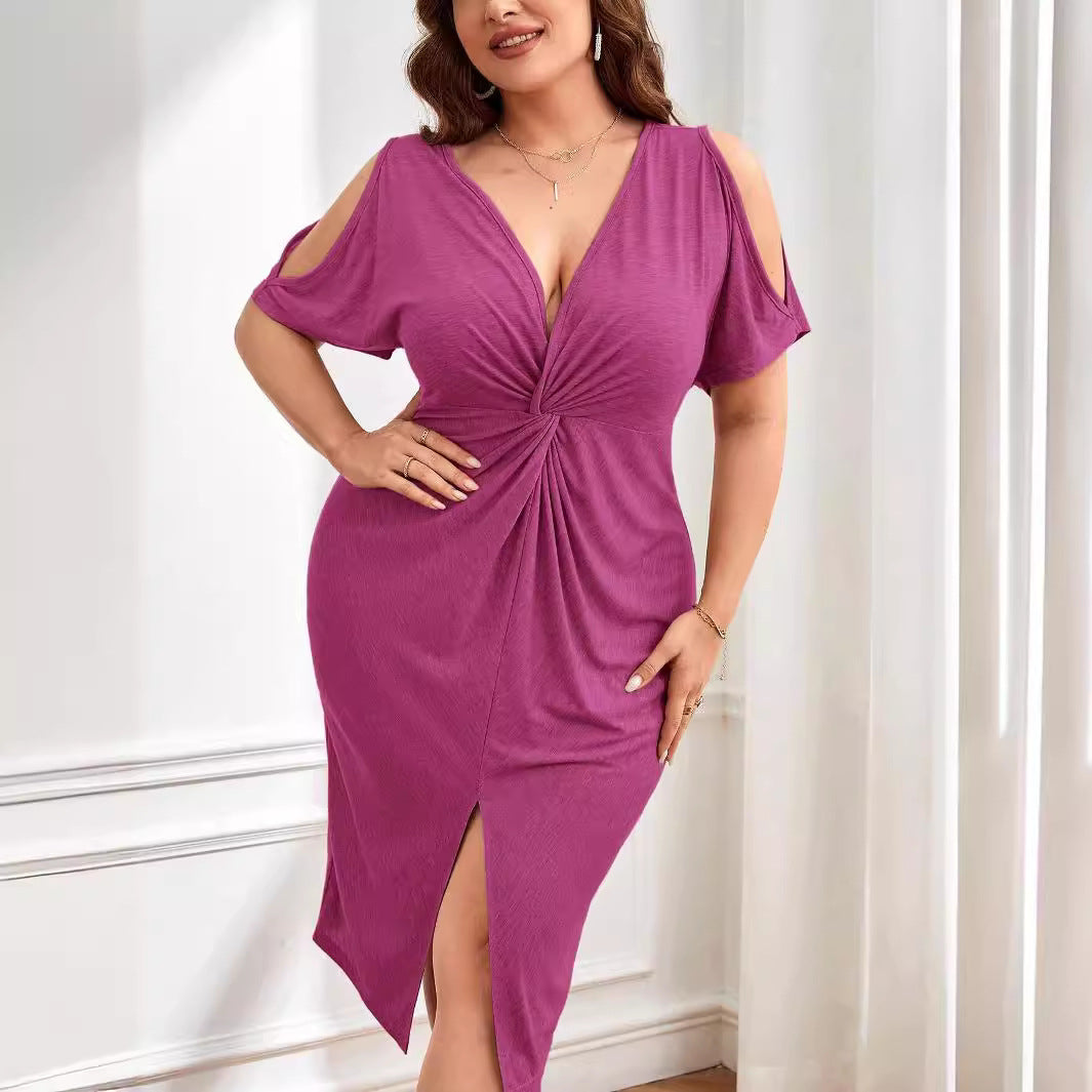 Damen Wickelkleid mit raffiniertem V-Ausschnitt und Trend-Details Shopnory