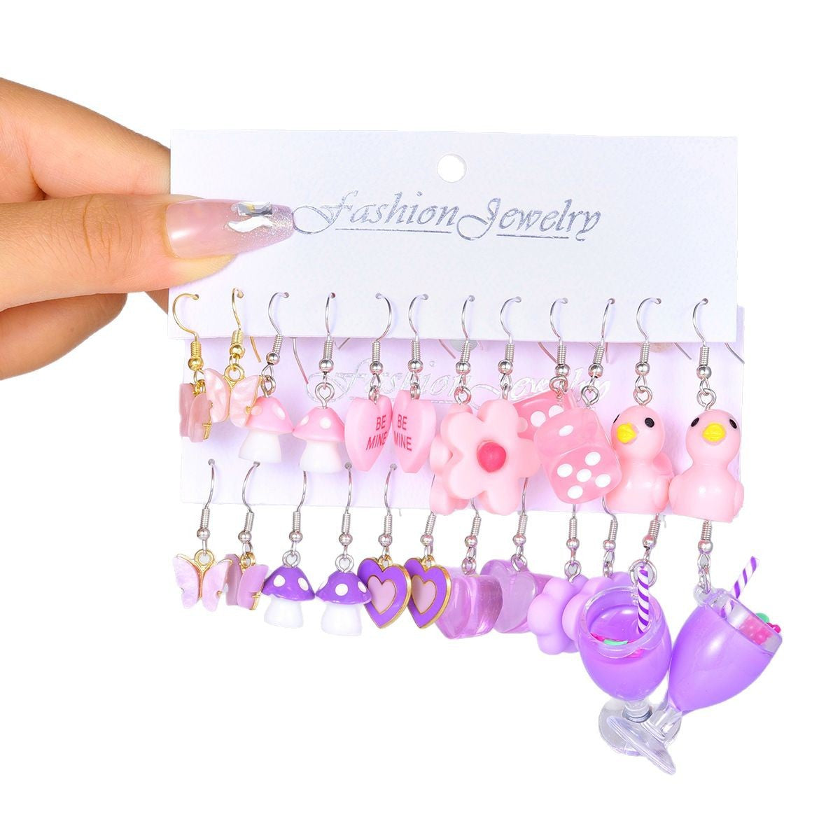 Damen Ohrringe-Set mit verspielten, bunten Anhängern Shop Nory