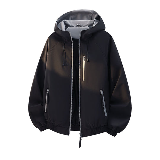 Damen Leichte Kapuzen‑Shelljacke im Urban‑Look mit kontrastfarbenem Futter, Reißverschlusstaschen und elastischem Bund Shop Nory