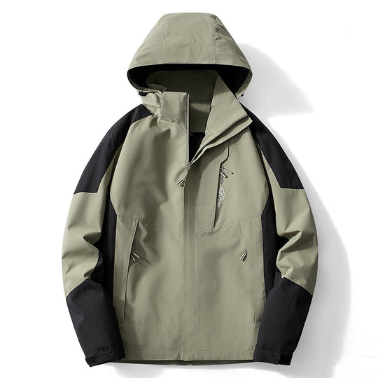 Herren Colorblock Softshell-Trekkerjacke mit Kapuze, verdeckten Reißverschlüssen und seitlichen Eingrifftaschen Shop Nory