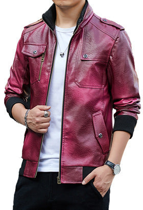 Herren Kunstleder-Flightblouson mit Schulterepauletten, Brusttaschen und gerippten Bündchen Shop Nory