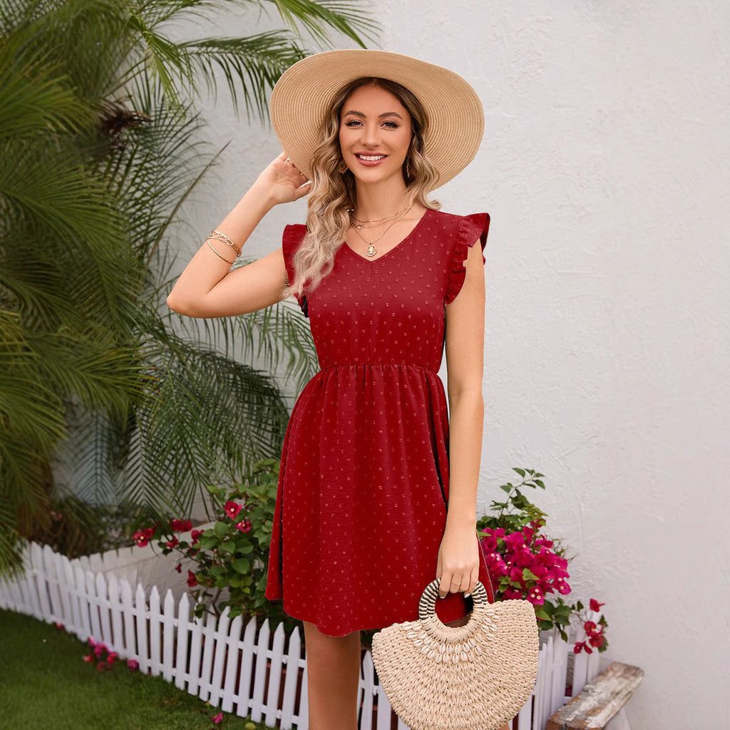 Damen Verspieltes Freizeitkleid mit Rüschendetails und tailliertem Schnitt Shopnory
