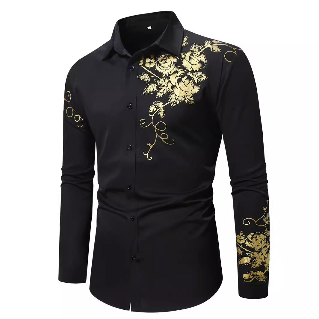 Herren Elegantes Hemd mit floralen Akzenten und glänzenden Details