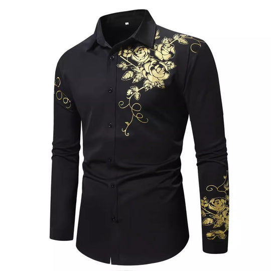 Herren Elegantes Hemd mit floralen Akzenten und glänzenden Details