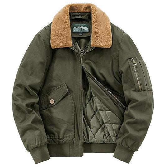 Herren Canvas-Bomberjacke mit gesteppter Thermofütterung und Teddykragen Shop Nory