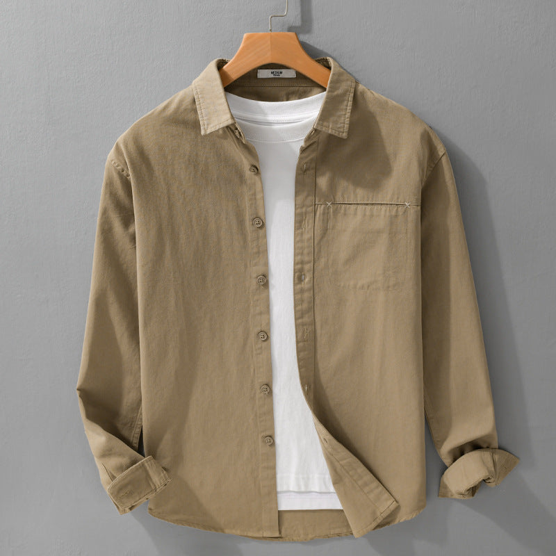 Herren Leichtes Baumwoll-Utility-Hemdjacke mit Kentkragen, Brusttasche und Relaxed-Fit Shop Nory