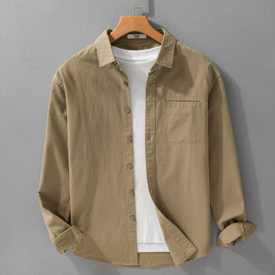 Herren Leichtes Baumwoll-Utility-Hemdjacke mit Kentkragen, Brusttasche und Relaxed-Fit Shop Nory
