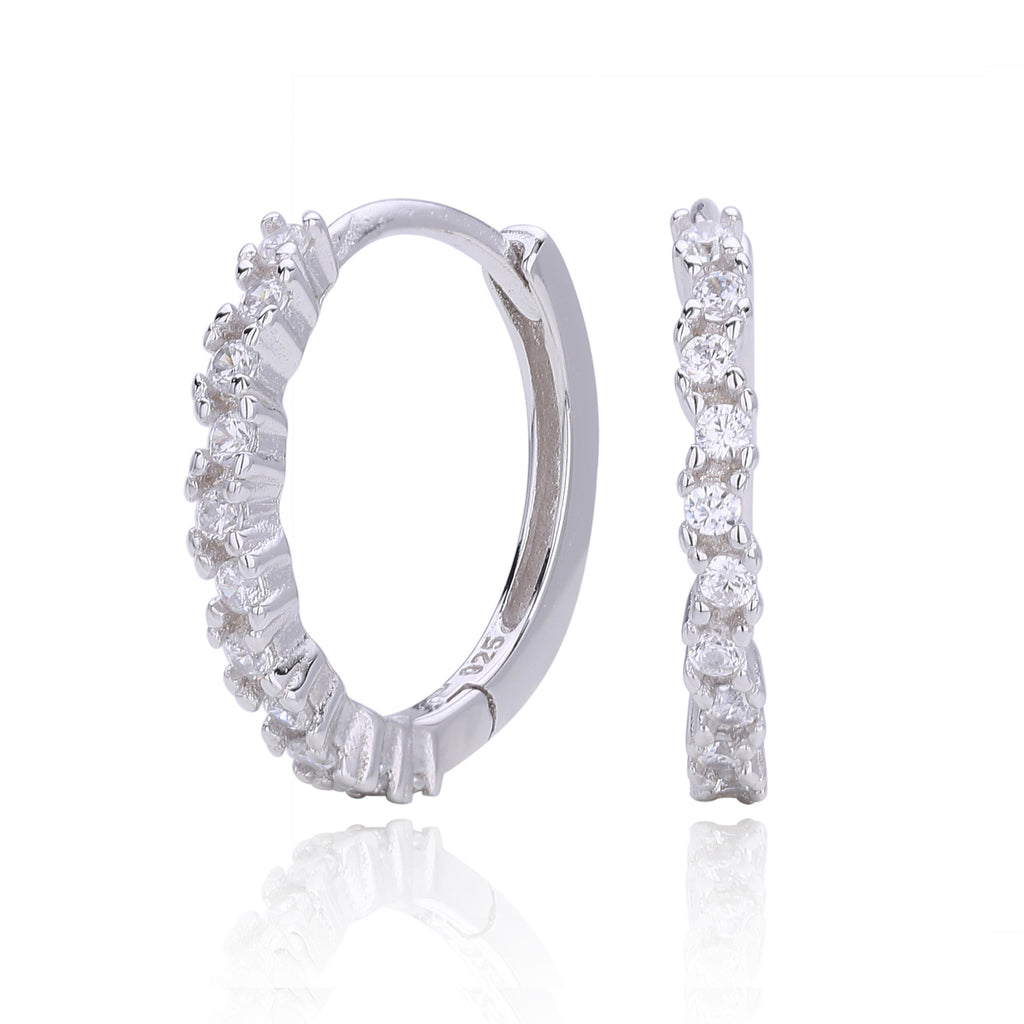 Damen Creolen mit luxuriösem Zirkonbesatz aus 925 Sterling Silber Shop Nory