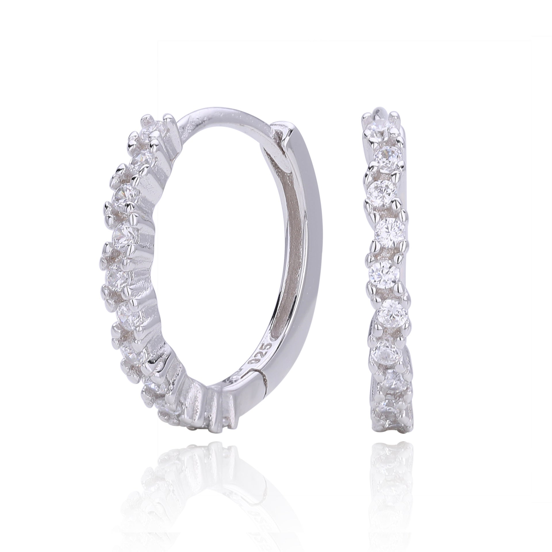 Damen Creolen mit luxuriösem Zirkonbesatz aus 925 Sterling Silber Shop Nory