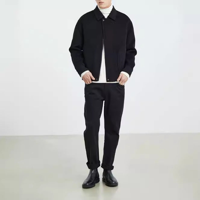 Herren Boxy Wollmix-Zipjacke mit verdeckter Knopfleiste und runden aufgesetzten Taschen Shop Nory