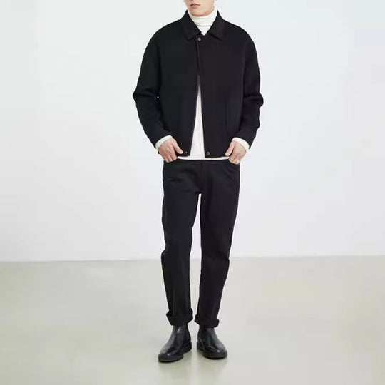 Herren Boxy Wollmix-Zipjacke mit verdeckter Knopfleiste und runden aufgesetzten Taschen Shop Nory