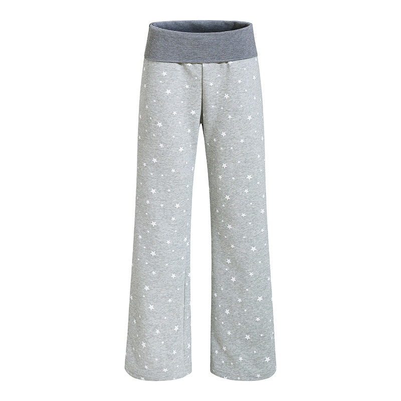 Damen Lounge-Hose mit weitem Bein, hohem Rippbund und Sternenprint Shop Nory