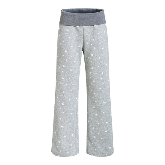 Damen Lounge-Hose mit weitem Bein, hohem Rippbund und Sternenprint Shop Nory
