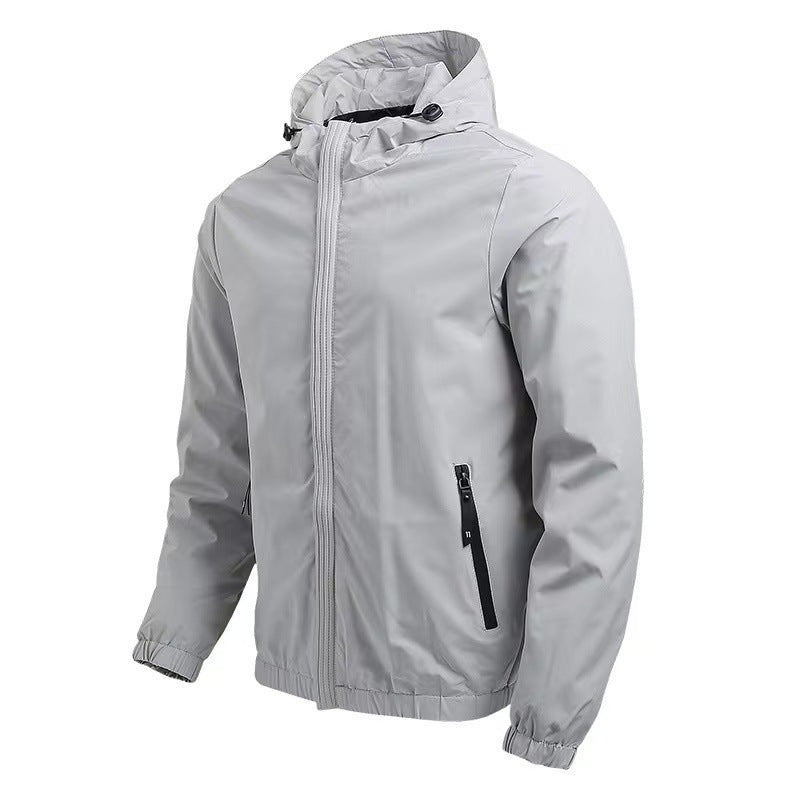 Herren leichter wasserabweisender Kapuzen-Softshellblouson mit Reißverschlusstaschen Shop Nory