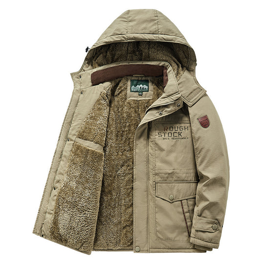 Herren wärmender gefütterter Kapuzenparka mit durchgehendem Teddyfleecefutter und Utility‑Taschen Shop Nory