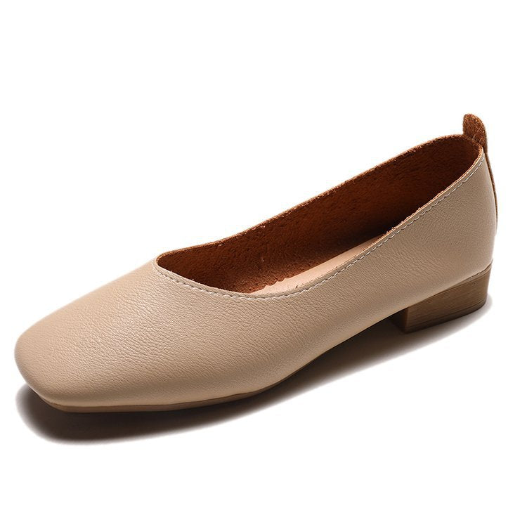 Damen elegante Ballerinas mit quadratischer Spitze und komfortablem Blockabsatz
