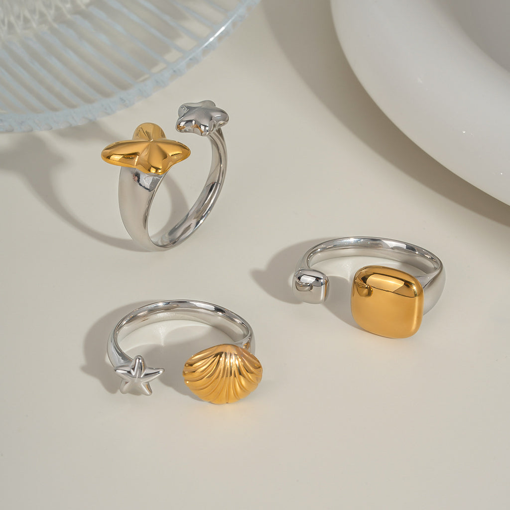 Damen verstellbarer Ring aus Edelstahl mit eleganten geometrischen Formen Shop Nory