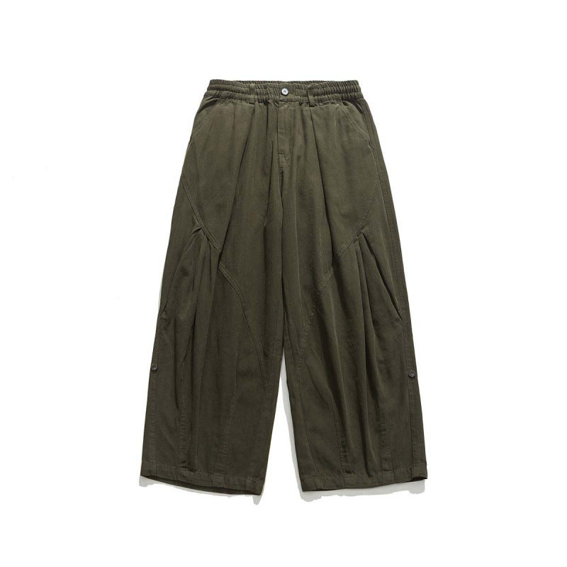Herren Weite Cropped-Canvas-Hose im Utility‑Look mit elastischem Bund und markanten Falten Shop Nory
