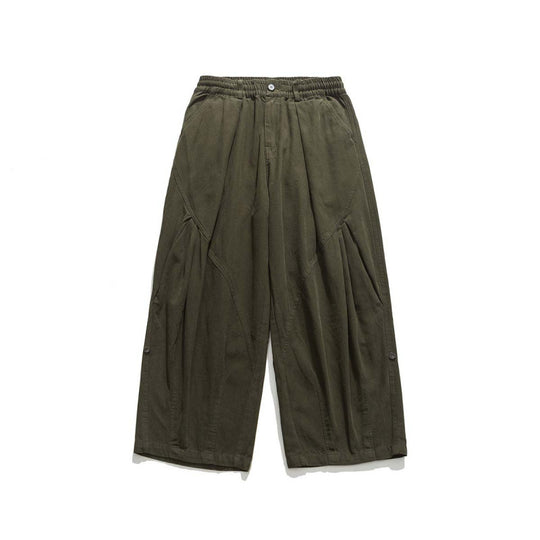 Herren Weite Cropped-Canvas-Hose im Utility‑Look mit elastischem Bund und markanten Falten Shop Nory