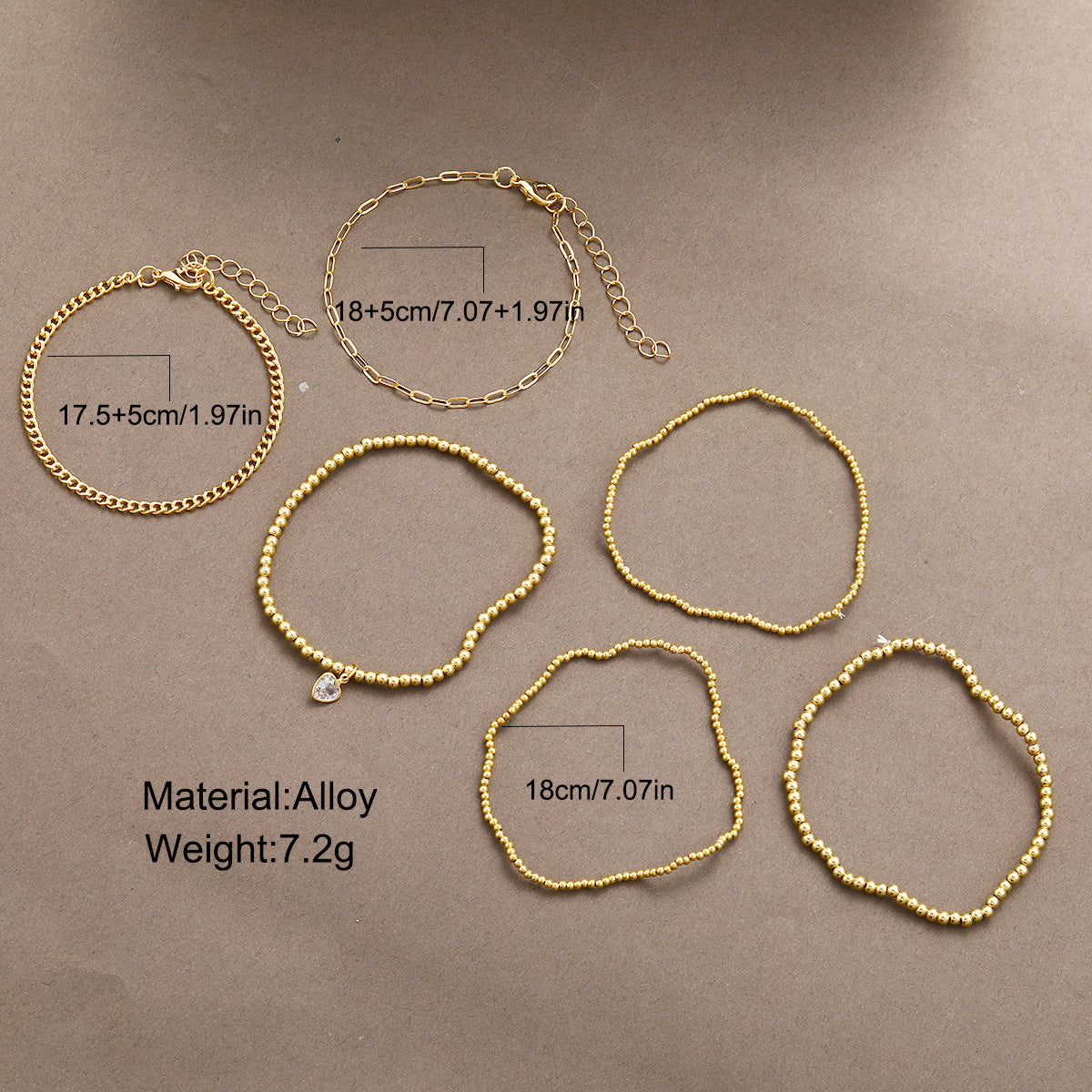 Damen Armband-Set mit filigranen Perlen und zartem Herzanhänger Shop Nory