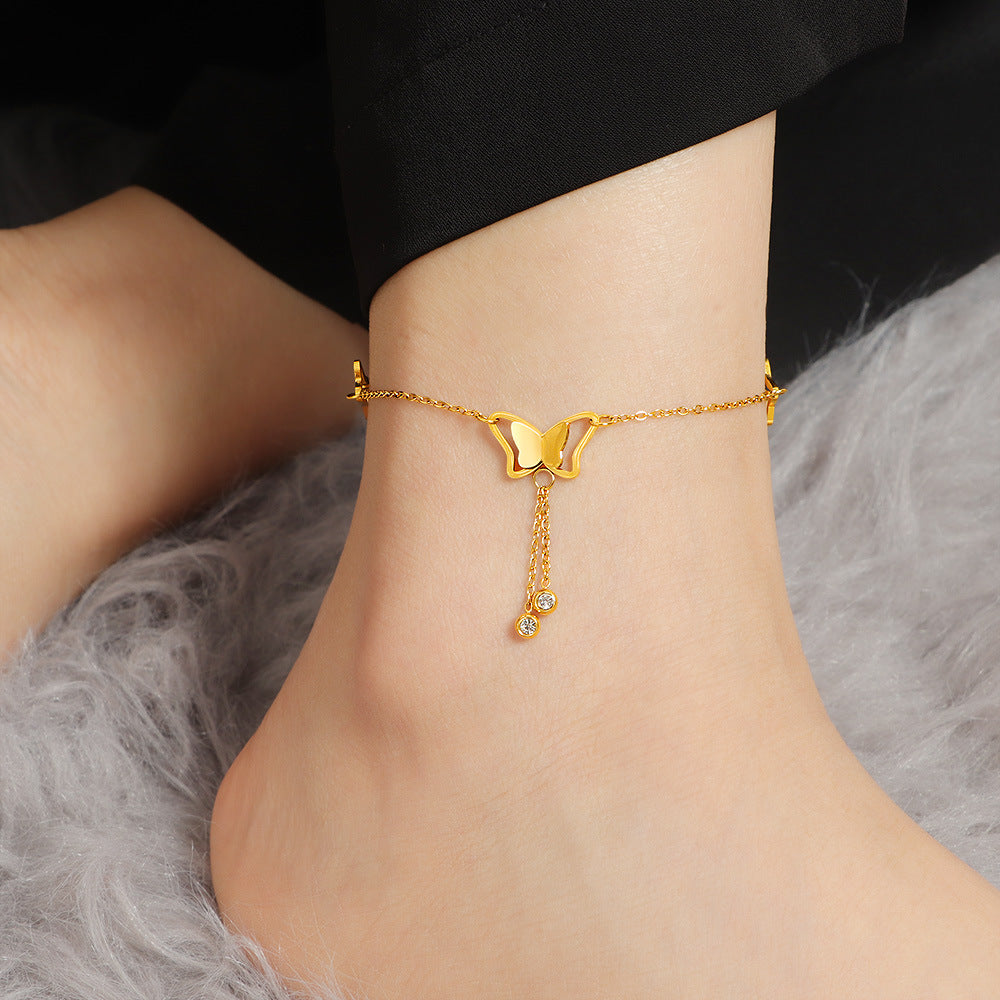 Damen Butterfly-inspirierte verstellbare Ketten-Fußkette Shop Nory