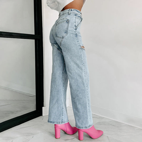 Damen Hochtaillierte Jeans mit durchbrochenem Design