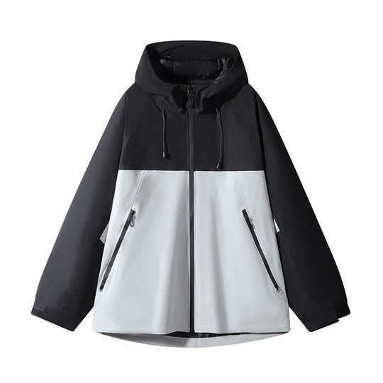 Unisex Wasserabweisende zweifarbige Softshell-Jacke mit Kapuze Shop Nory