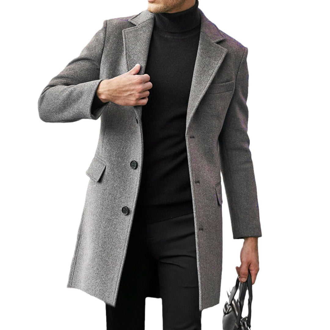Herren Eleganter Wollmantel mit tailliertem City-Schnitt, Notch‑Revers und Pattentaschen Shop Nory