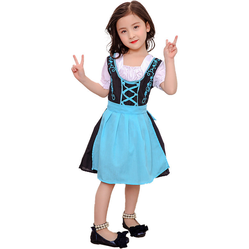 Damen nan traditionelles Kinderdirndlkleid mit geschnürtem Mieder, bestickten Details und abnehmbarer Schürze Shop Nory