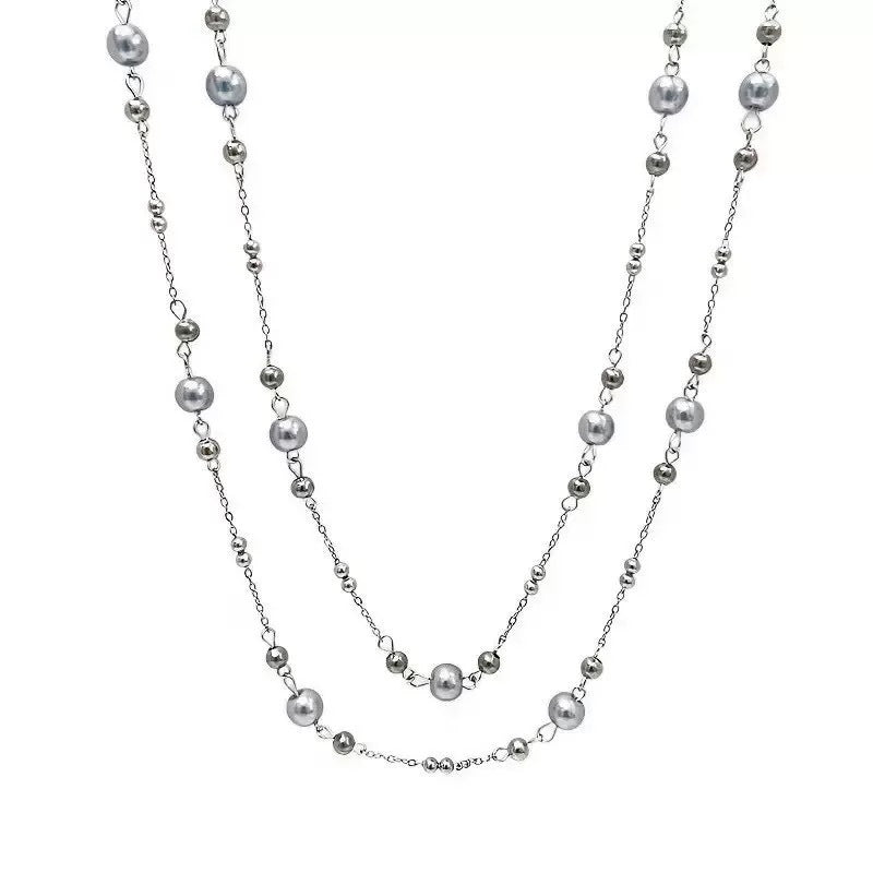 Damen Kette mit eleganten Perlen- und Metallakzenten Shop Nory