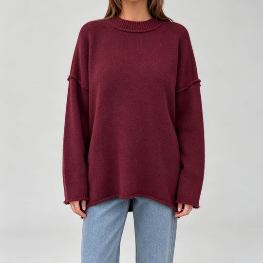 Damen Oversize-Boxy-Pullover mit kurzem Stehkragen und dekorativer Kantennaht Shop Nory