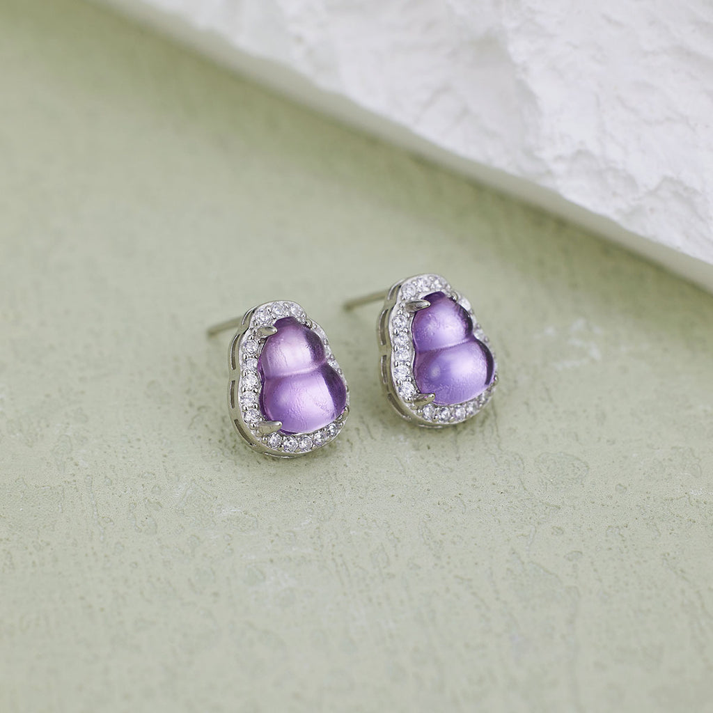 Damen Ohrringe mit luxuriösem Amethyst und funkelnden Zirkonia Shop Nory